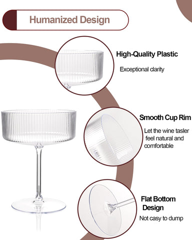 Ciaell diseño clásico estriado 10oz copa martini