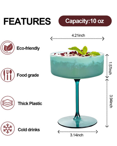 Ciaell copa martini plástica elegante para mesas formales y casuales.