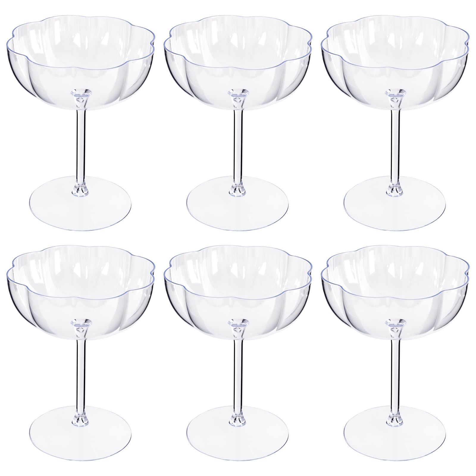 Ciaell Copa de martini plástico con borde pétalo para cócteles elegantes