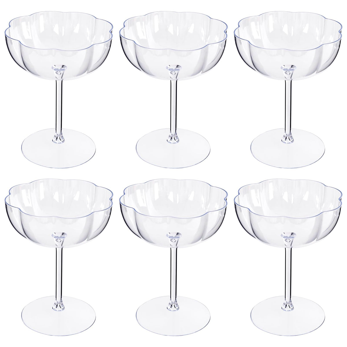 Ciaell Copa de martini plástico con borde pétalo para cócteles elegantes