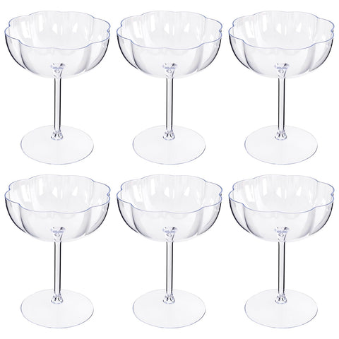 Ciaell Copa de martini plástico con borde pétalo para cócteles elegantes