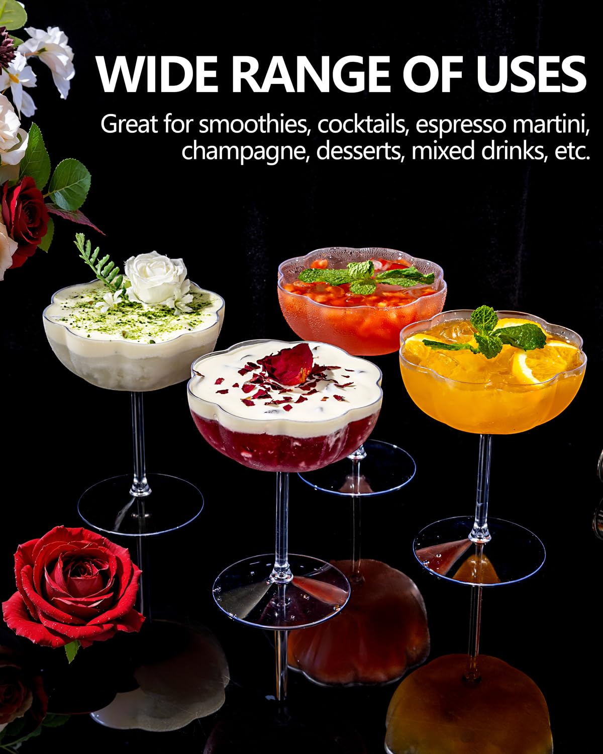 Ciaell Copa de martini plástico con capacidad de 12 oz para champagne