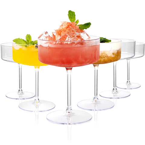 Ciaell copa martini de plástico con tallo, ideal para bebidas frías en fiestas.