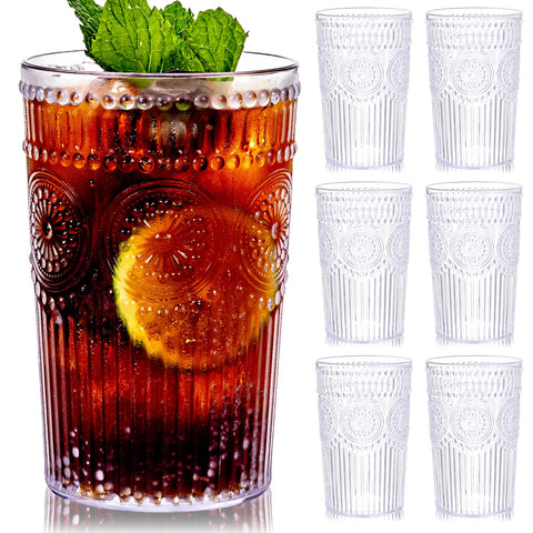 Vaso plástico Ciaell con relieve estriado y estilo vintage para bebidas.