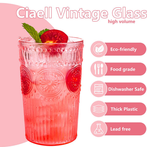 Vaso plástico rosa Ciaell texturizado, perfecto para té o café