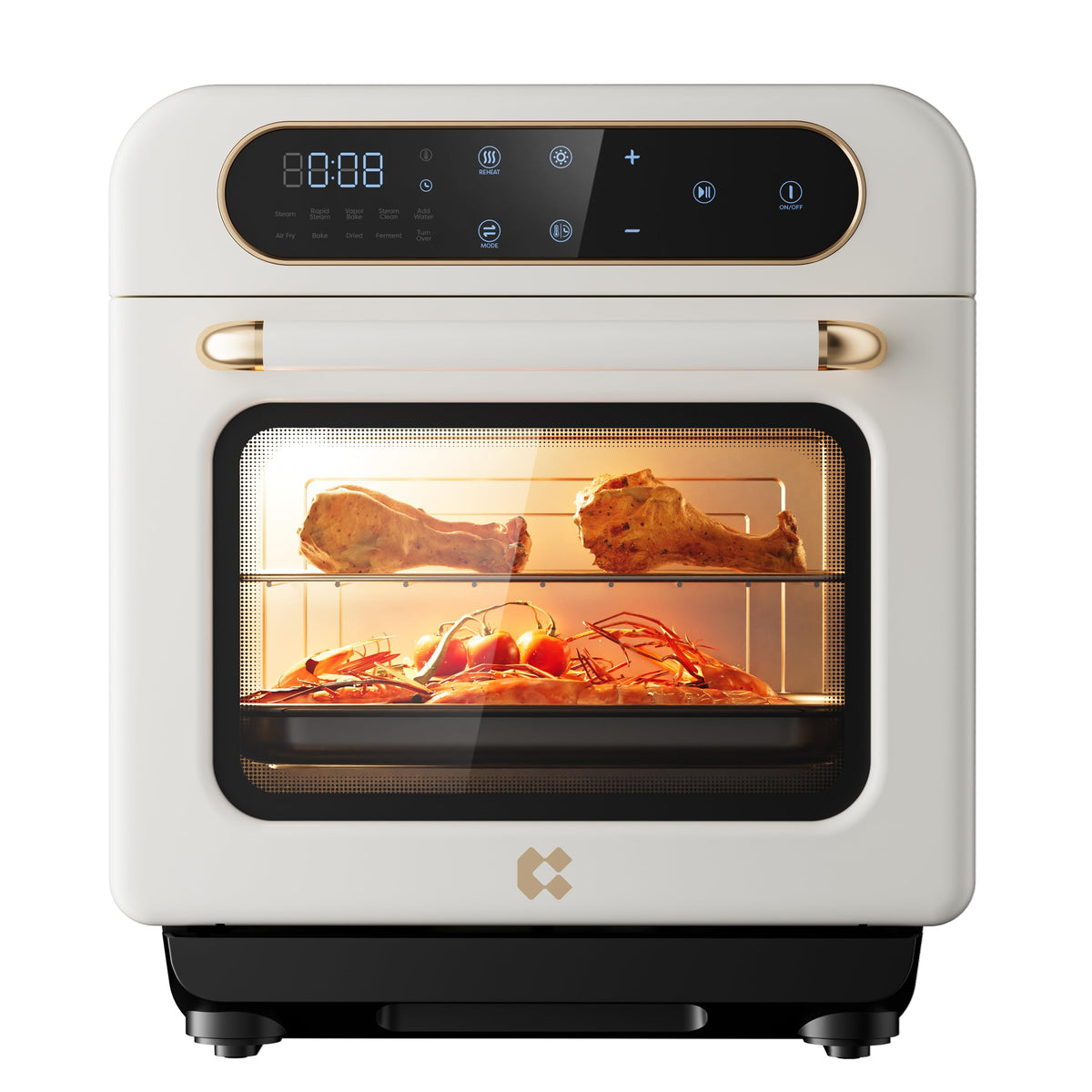 CIARRA 8-en-1 horno frontal, diseño compacto para cocinar en espacios reducidos.