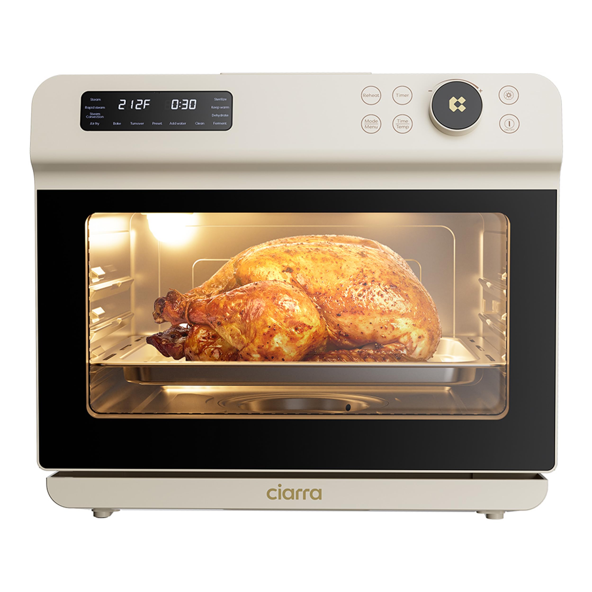 CIARRA 12 en 1: horno de vapor frente, gran capacidad para cocinar porciones