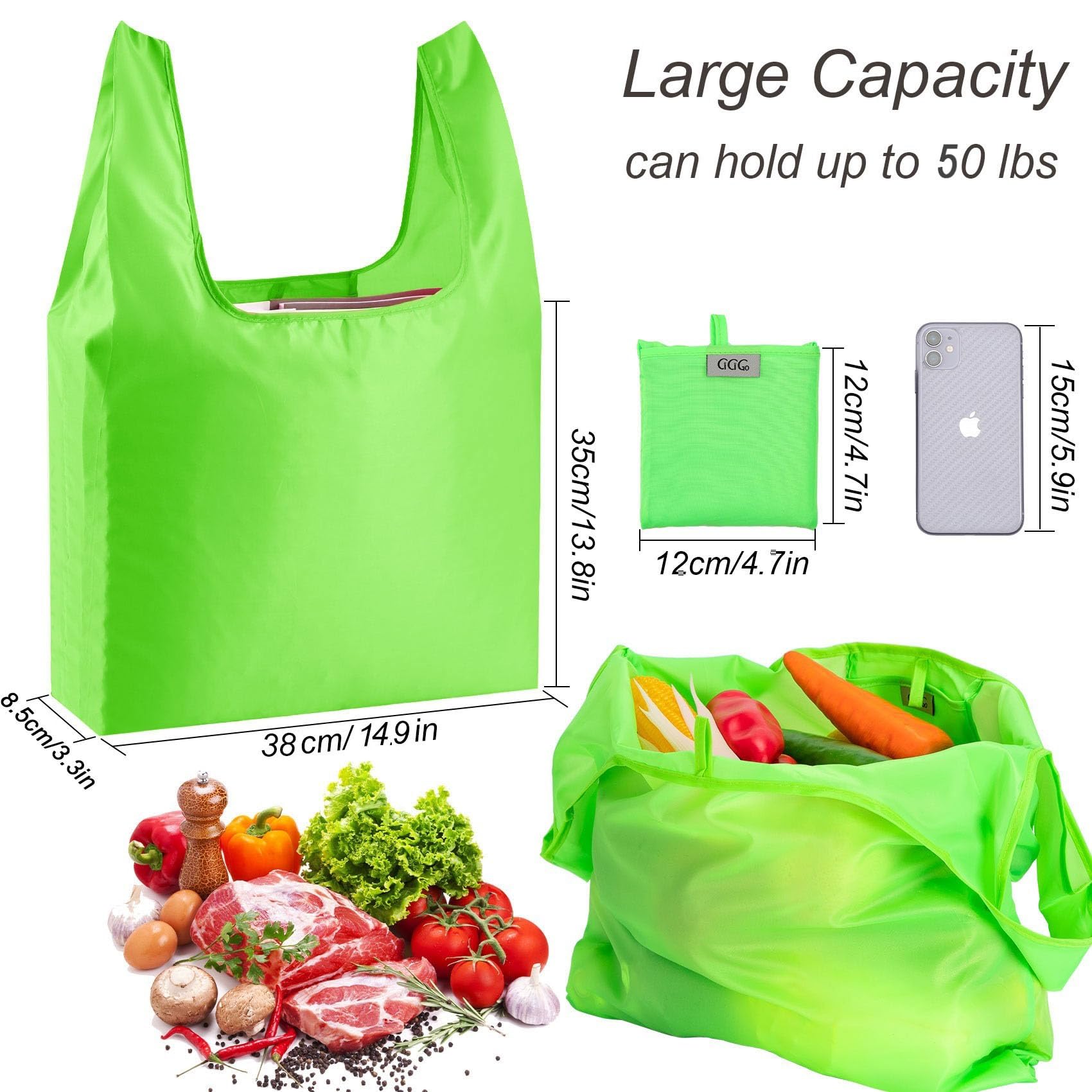 CiCiGo bolsas plegables, fáciles de llevar en un estuche, ideales para viaje y supermercado.