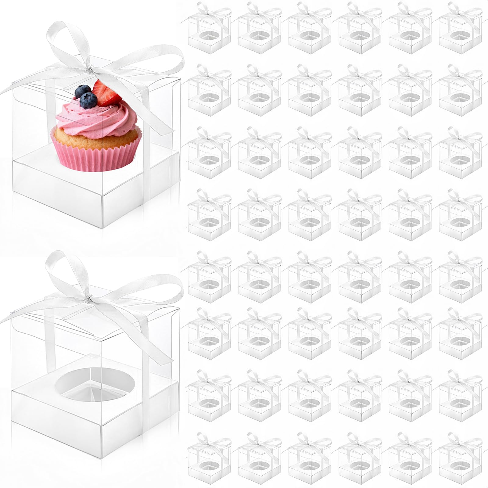 Caja cupcake transparente de Cididu, perfecta para exhibir dulces con estilo.