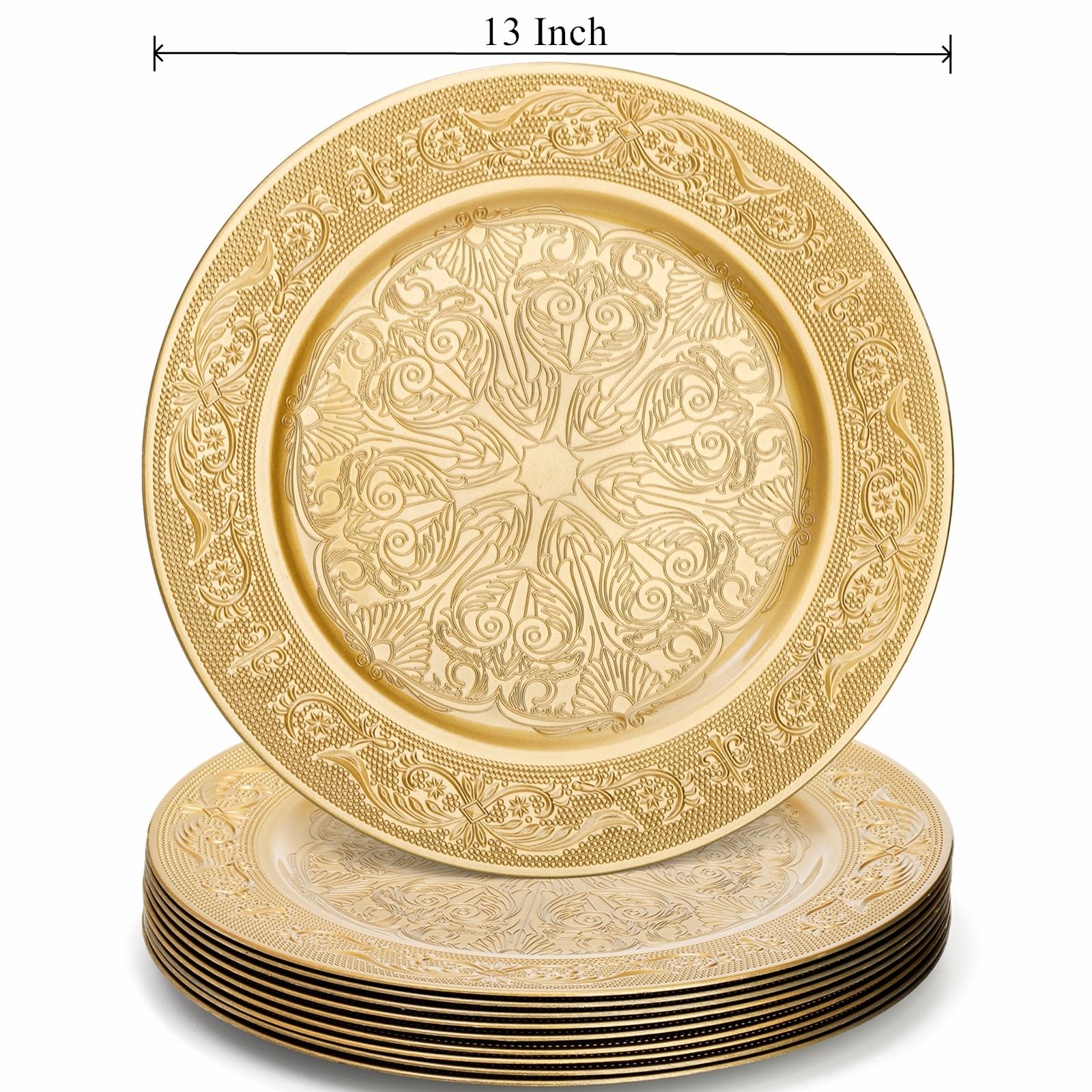 Cididu cargadores dorados, detalle embossado vintage para mesa sofisticada.