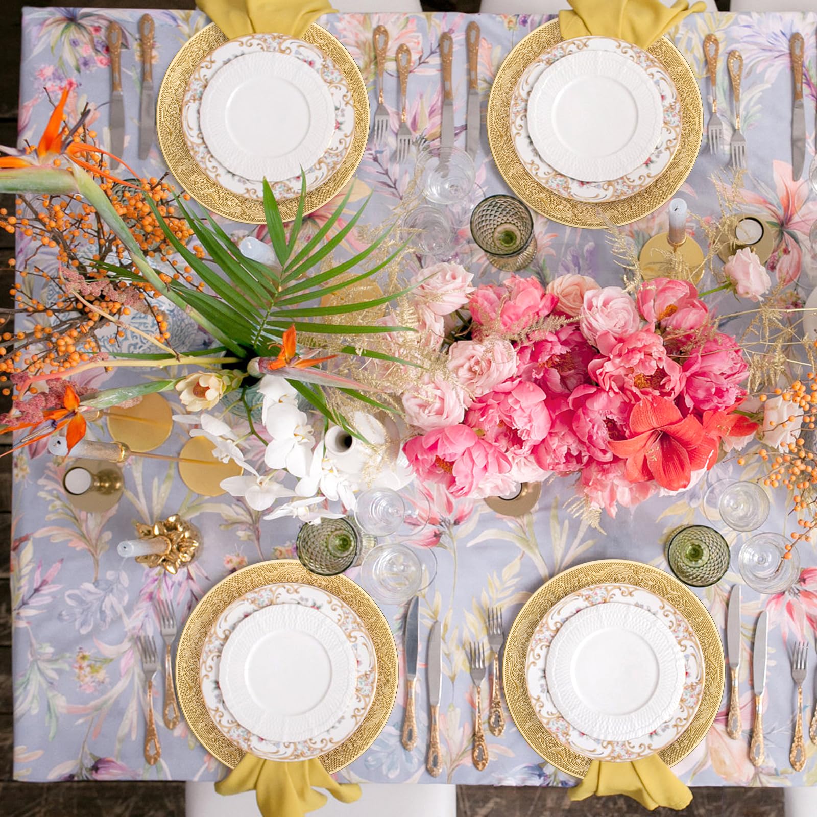 Cididu conjunto de 12 cargadores dorados, ideal para decorar y servir.