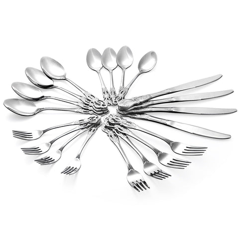 Cididu cubiertos de lujo retro con acabado plata, perfecto para ocasiones especiales.