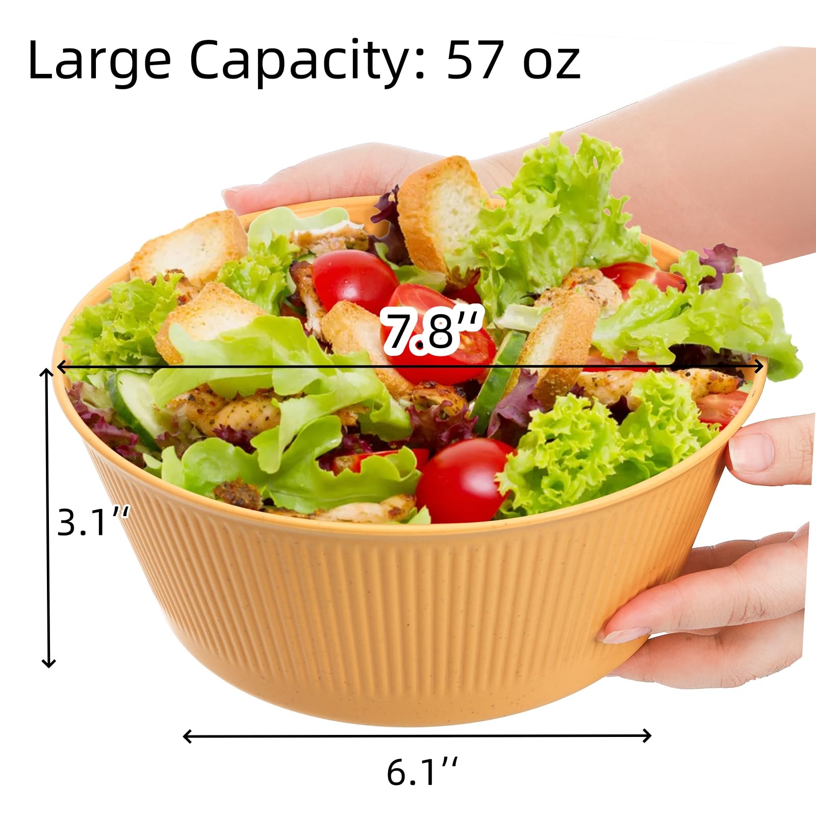 Cuenco cididu de paja de trigo grande irrompible, ideal para uso diario.