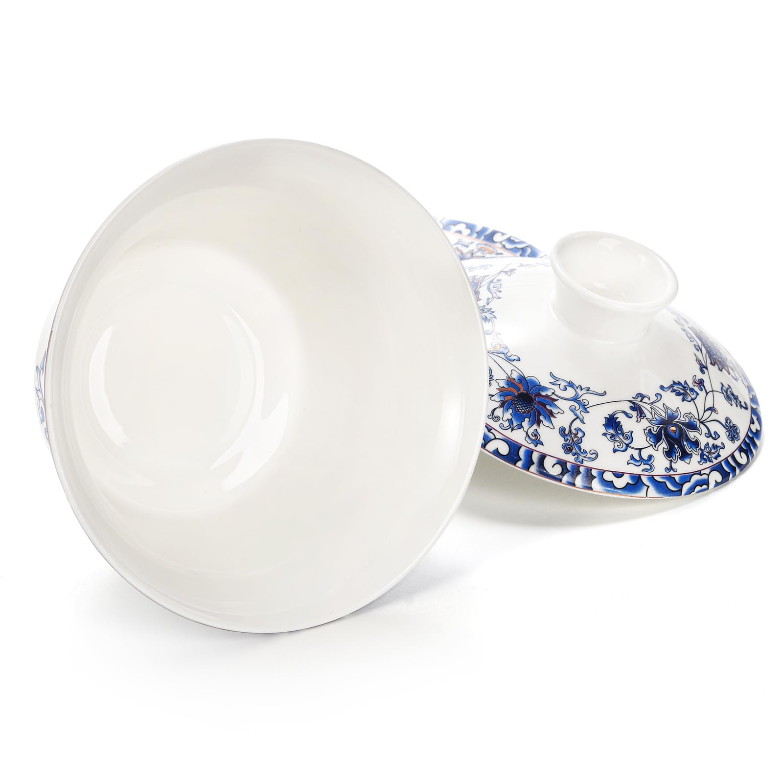 Patrón lotus con ribete dorado en tazas de té Cididu
