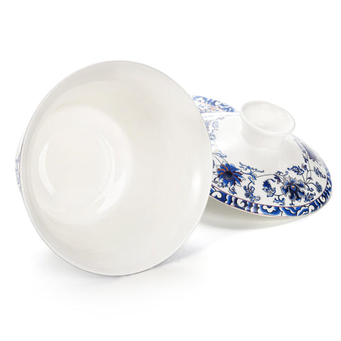 Patrón lotus con ribete dorado en tazas de té Cididu