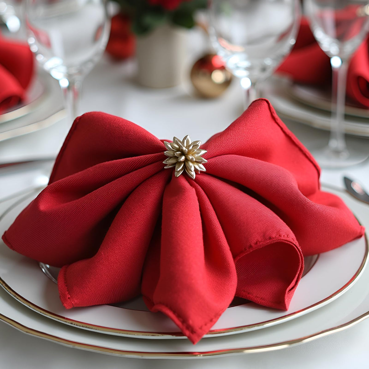 Cieltown servilletas rojas 17x17, juego de 12, ideal para bodas y banquetes elegantes.