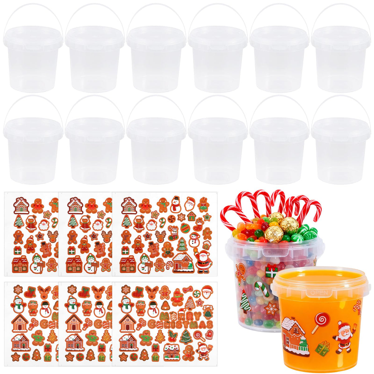 Baldes navideños CIEOVO con tapas y mangos para servir bebidas con estilo.