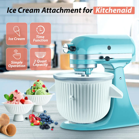 El agitador de helado de Cifuqian para KitchenAid facilita mezclas caseras y cremosas.