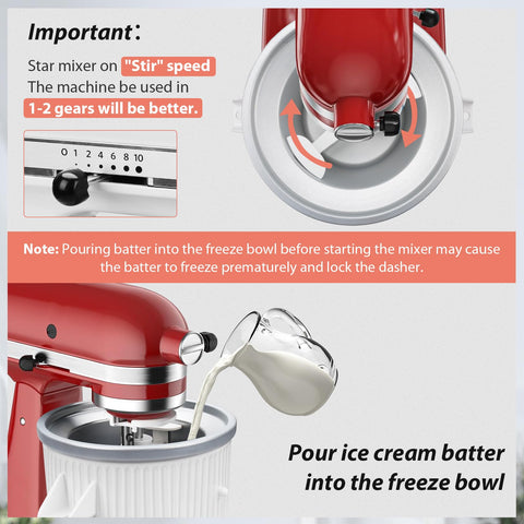 Manual de Cifuqian para montar y usar el accesorio de helado con seguridad.