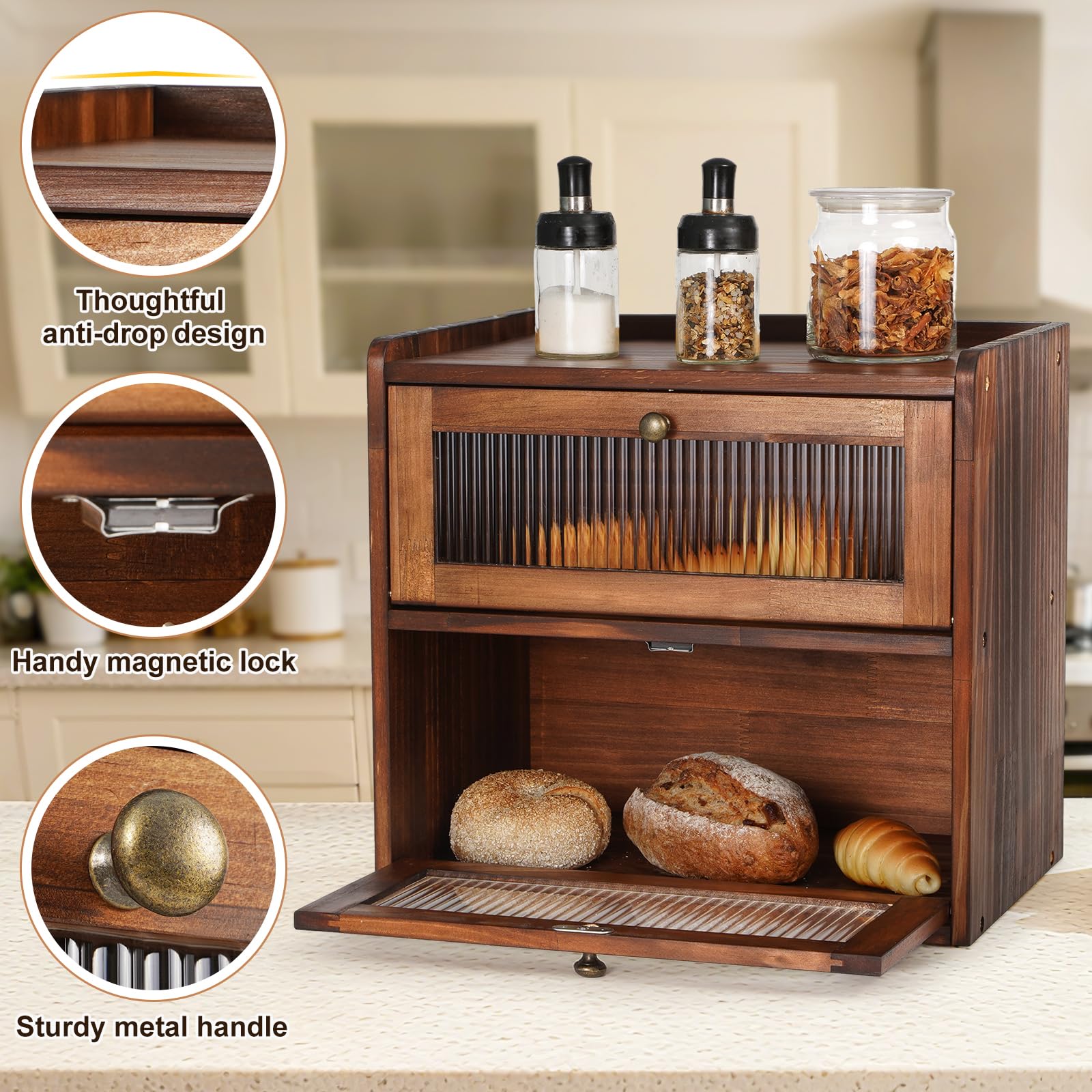 La Ciilee Baby Panera con ventana acrílica facilita ver la cantidad de pan