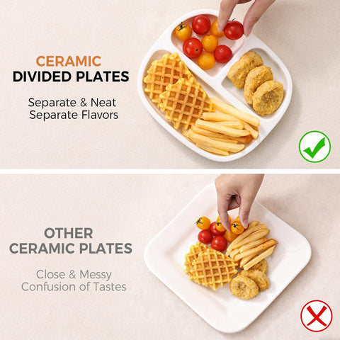 Plato cikiciki cuadrado dividido 4pc: apto lavavajillas para limpieza sencilla
