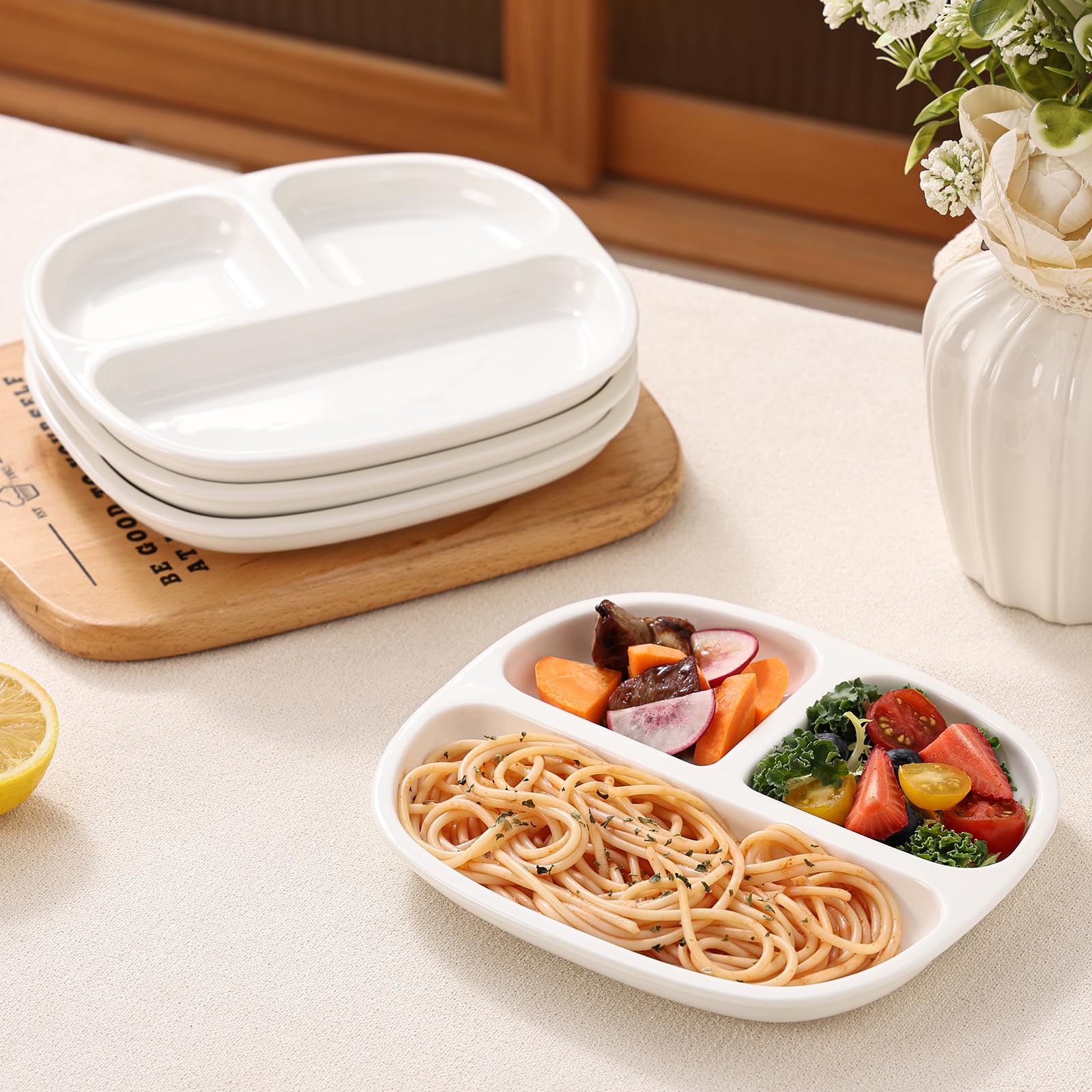 Plato cikiciki cuadrado dividido 4pc, duradero y estable: diseño confiable
