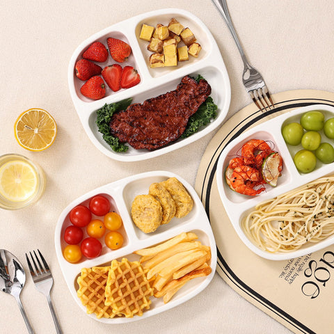 Plato cikiciki cuadrado dividido 4pc: separación de alimentos facilita raciones equilibradas