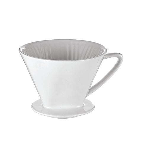 Cilio filtro de porcelana para vertido manual en blanco, ideal para café suave en casa.