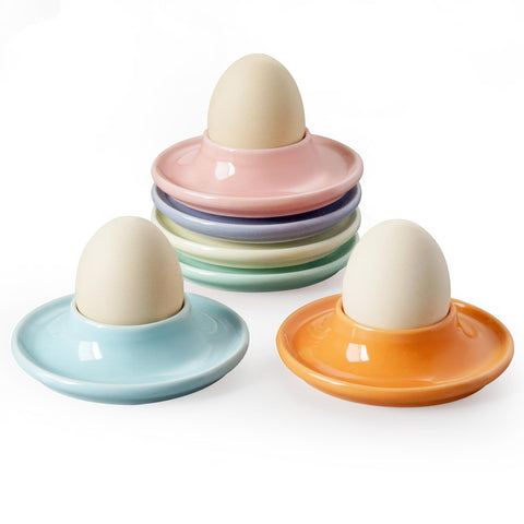 Cinf conjunto de seis soportes huevo macarón cerámico, sirve huevos de forma estable