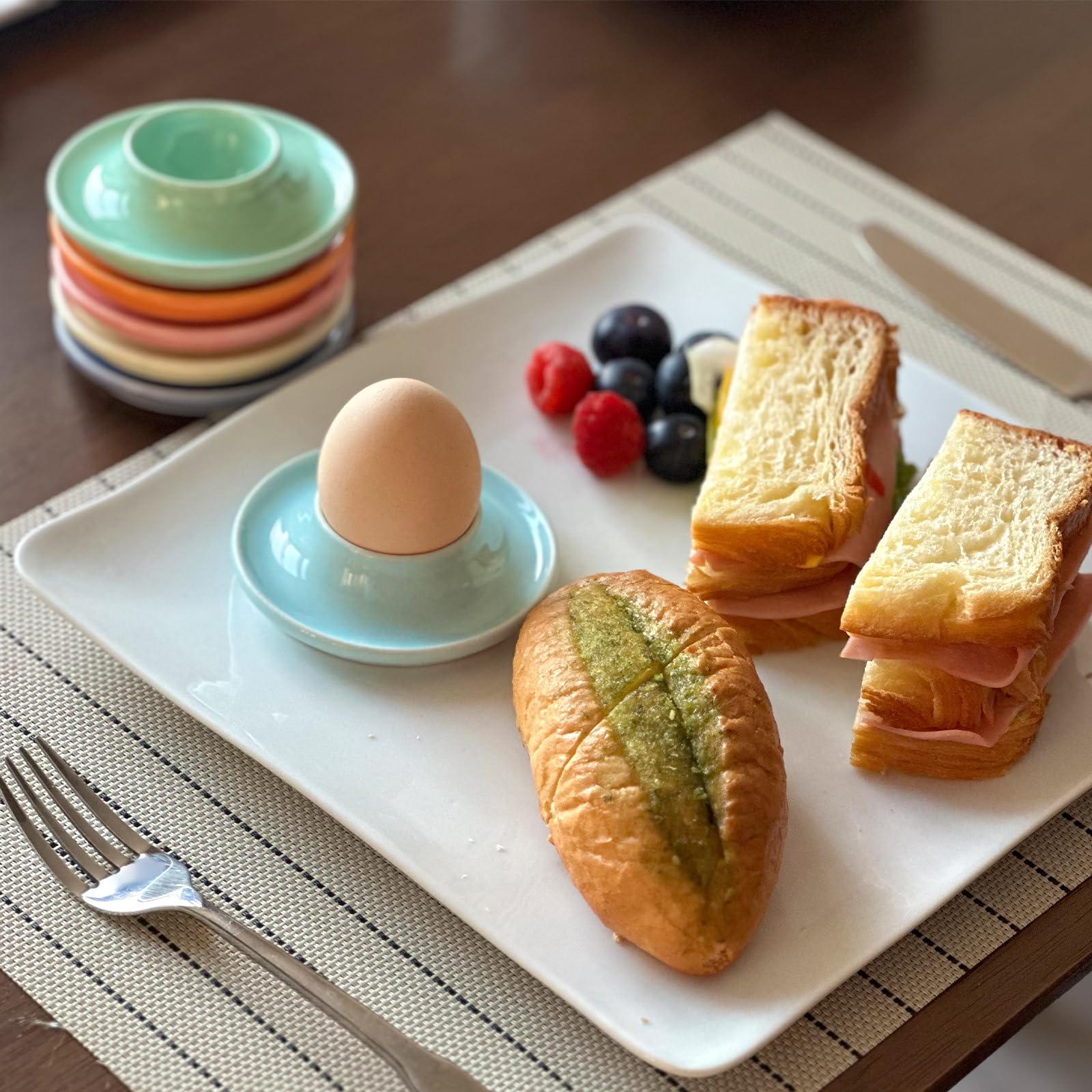 Cinf soporte cerámico para huevos duros y blandos, mantiene la forma y evita derrames