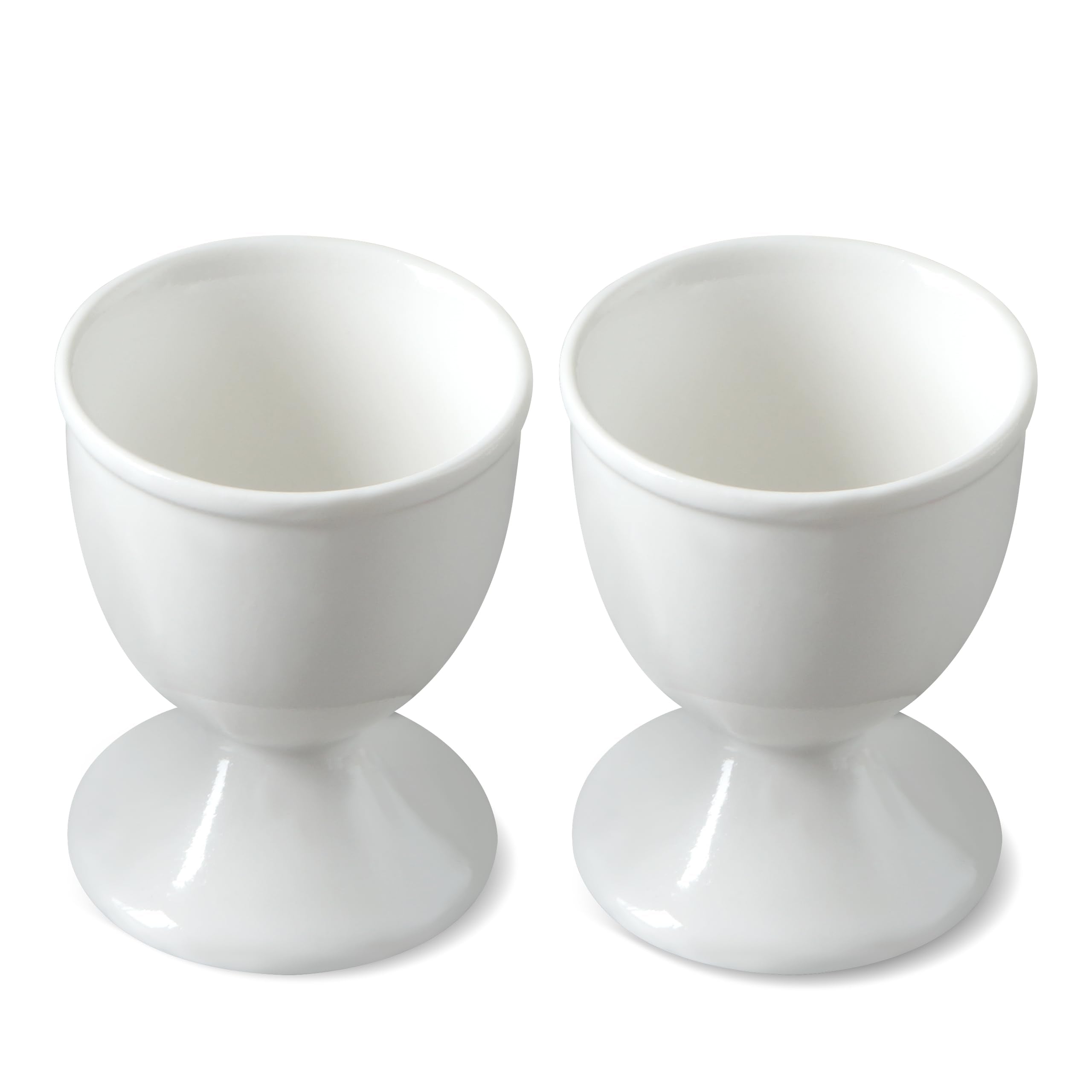 Portahuevos cerámicos blancos de Cinf, diseño ergonómico para manejo cómodo.