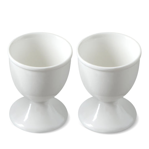 Portahuevos cerámicos blancos de Cinf, diseño ergonómico para manejo cómodo.