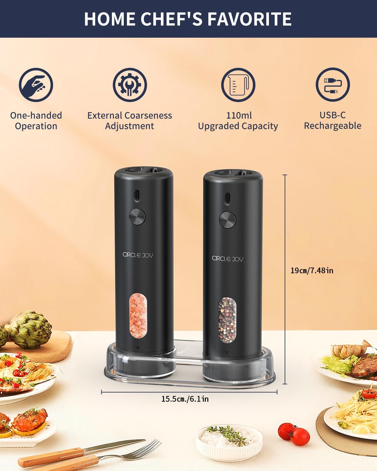Circle Joy capacidad de 110 ml para rellenar con menos frecuencia.