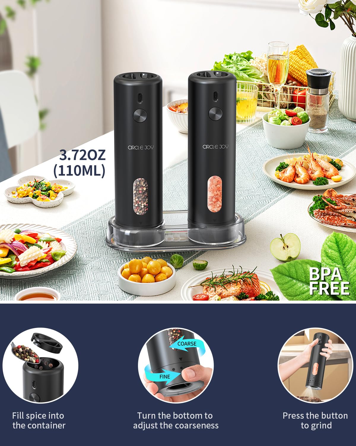 Circle Joy diseño negro con cuerpo de ABS para cocinas modernas.