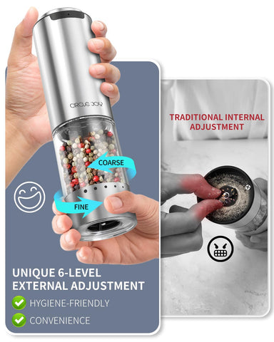 Molinillos Circle Joy con cuerpo de acero inoxidable de diseño duradero