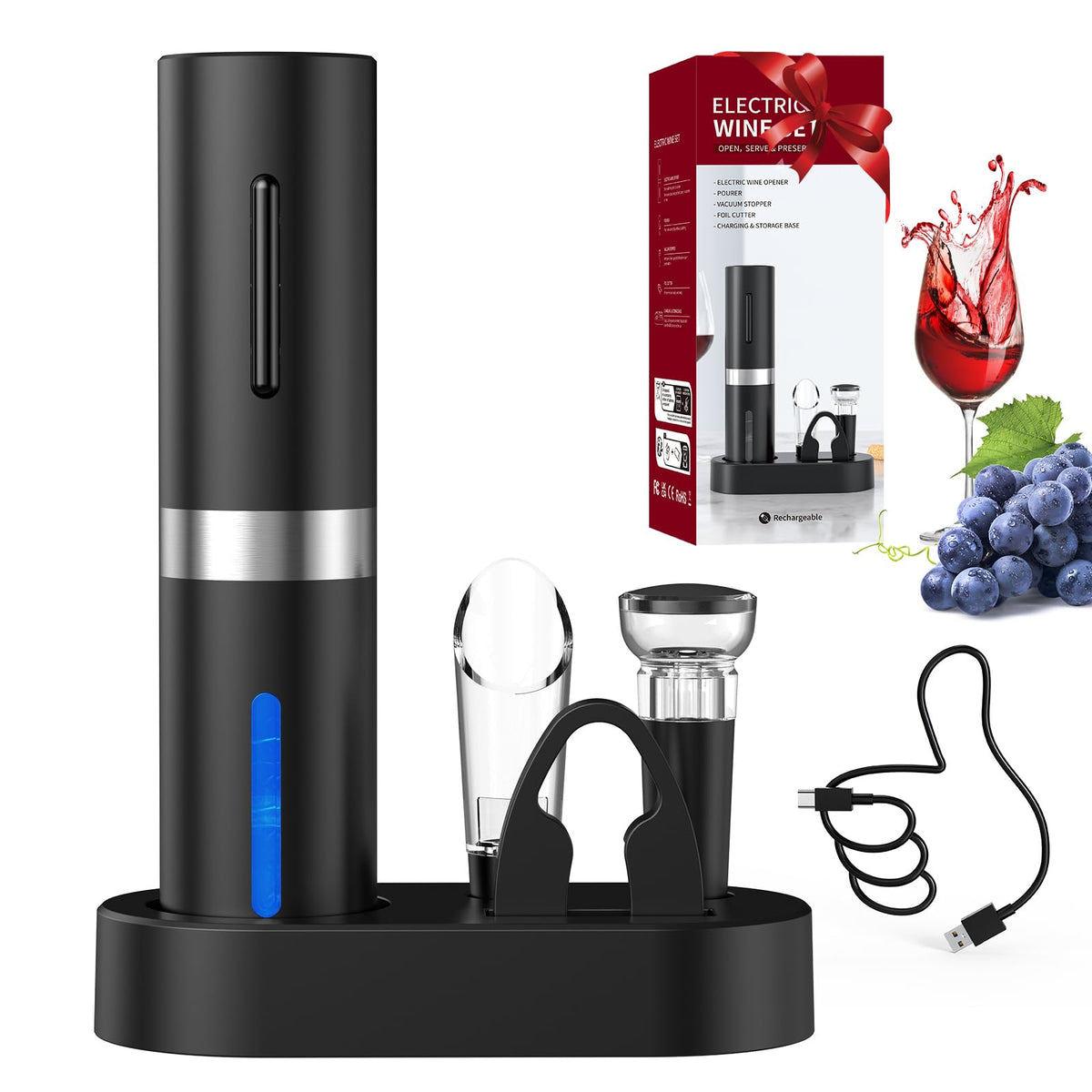 Circle Joy sacacorchos eléctrico: abre botellas con facilidad.