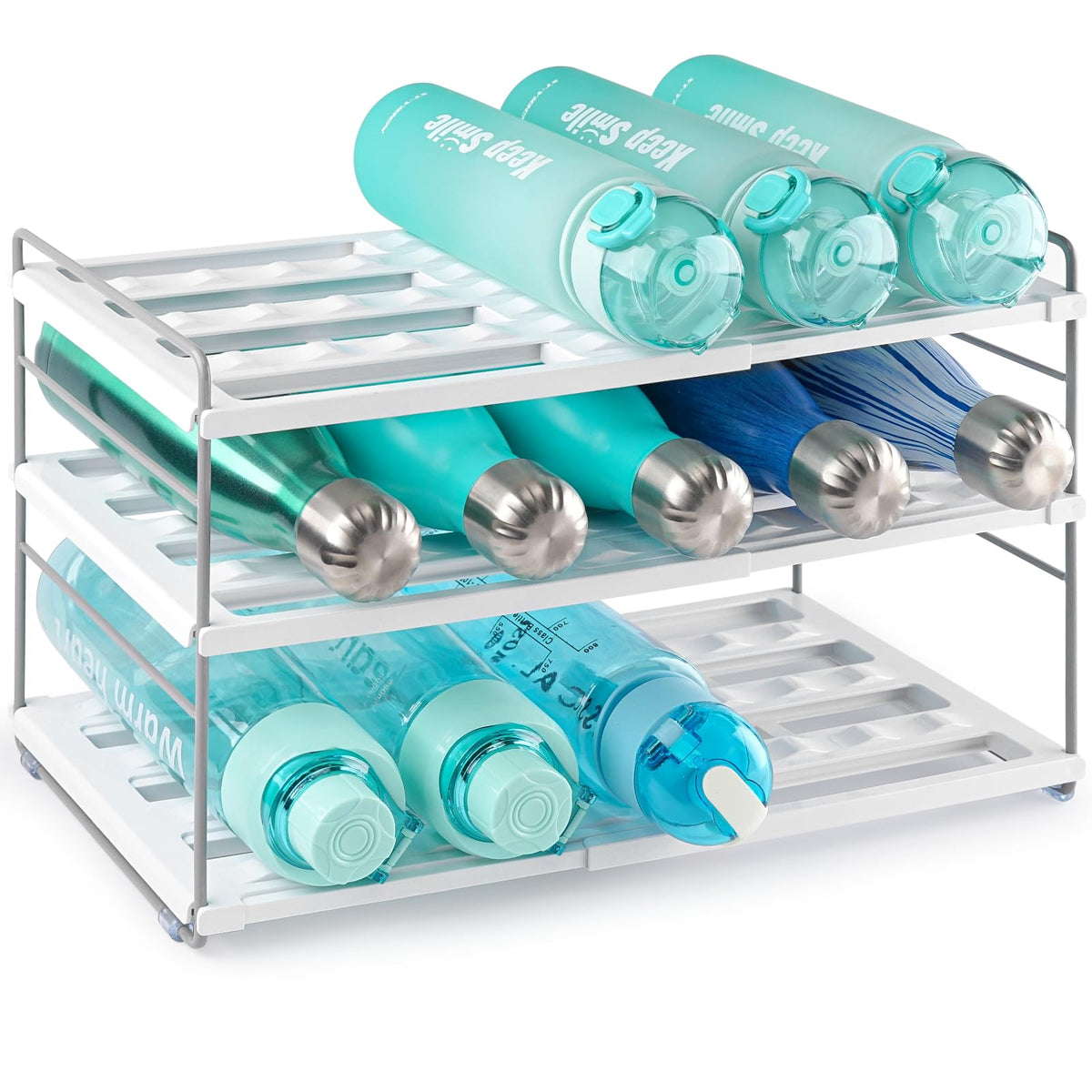 Cirhy organizador de botellas para armario con 3 estantes, optimiza el espacio.