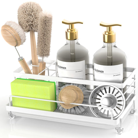 Organizador Cisily de fregadero con almacenamiento amplio para esponjas y productos.