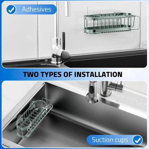 Soporte para cepillos y paños en fregadero de acero inoxidable, fácil acceso