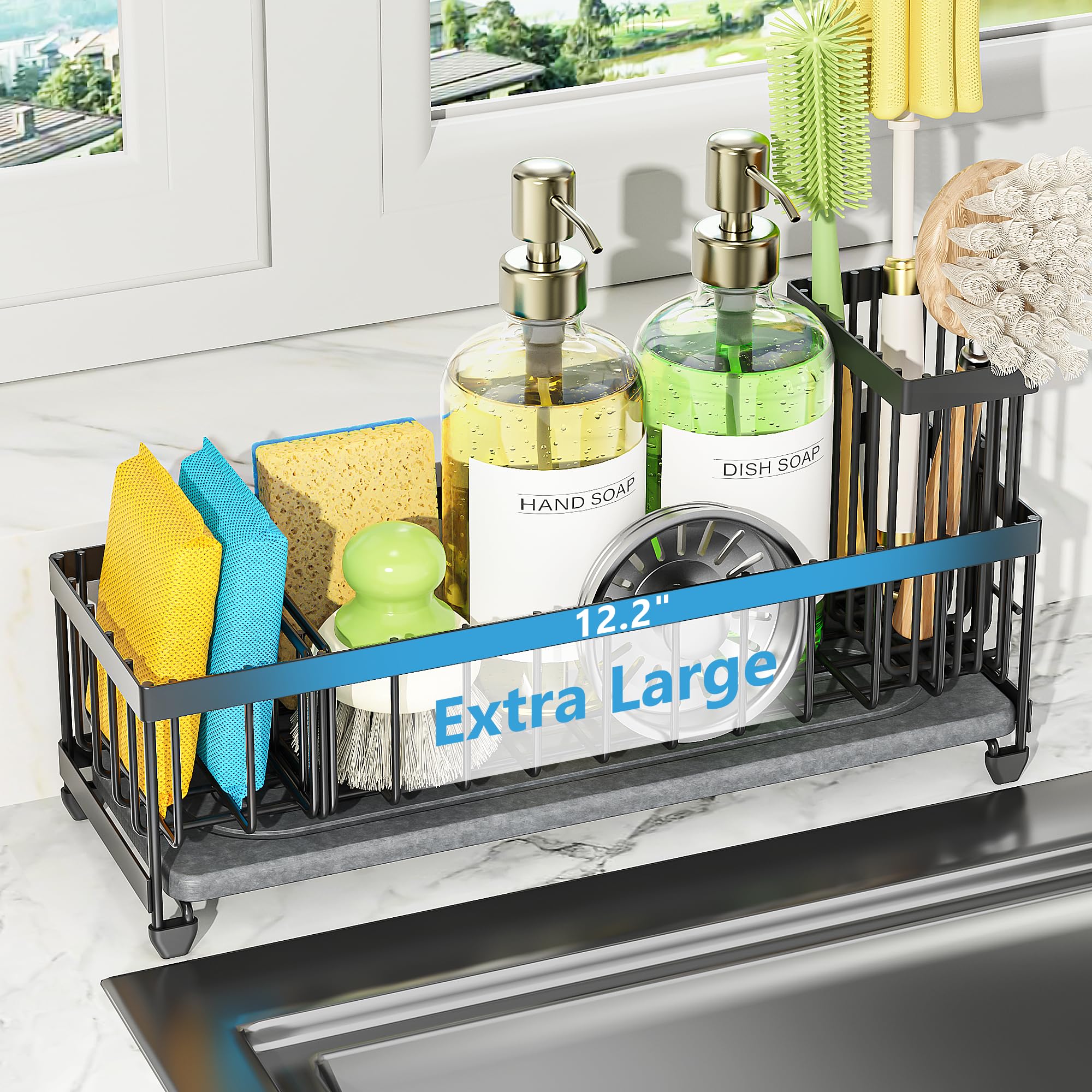 Cisily organizador de fregadero, gran capacidad para utensilios y botellas