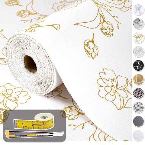 Cismmy revestimiento para cajones con dorado floral, belleza y organización en tu espacio.