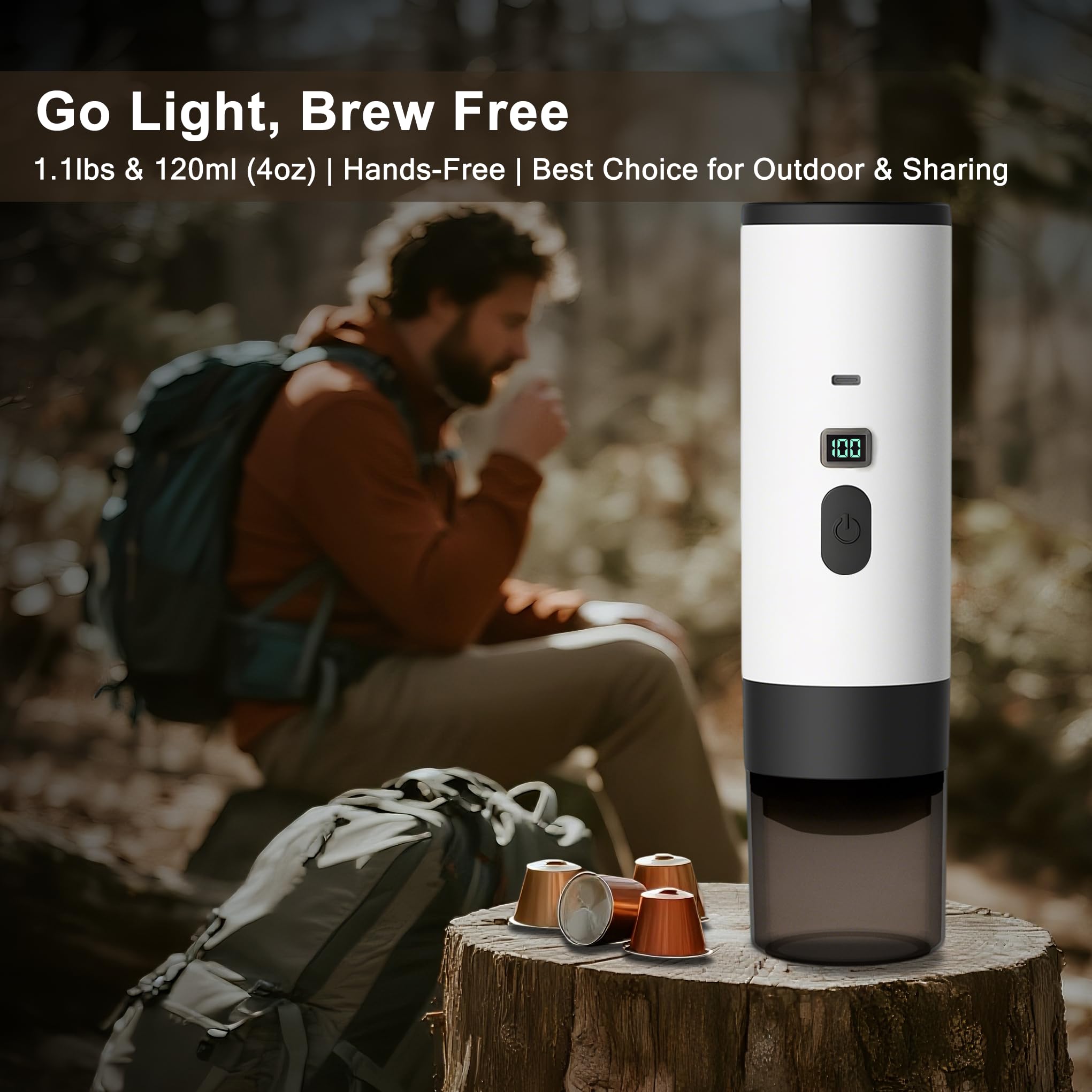 Citrigrain cafetera portatil lista para camping y uso en exteriores.