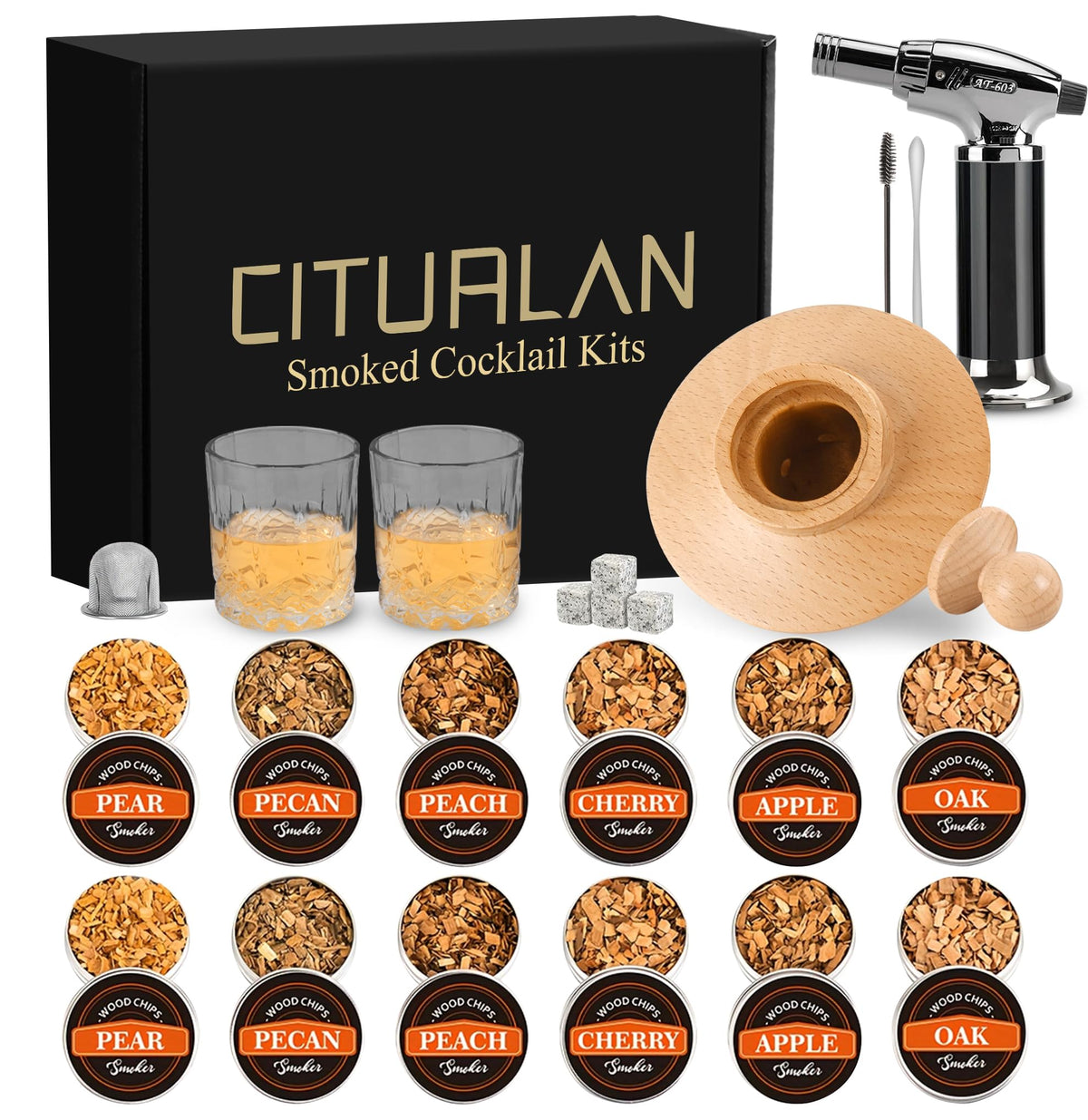 CITURLAN kit ahumador whisky con soplete de tres llamas para infusion rápida
