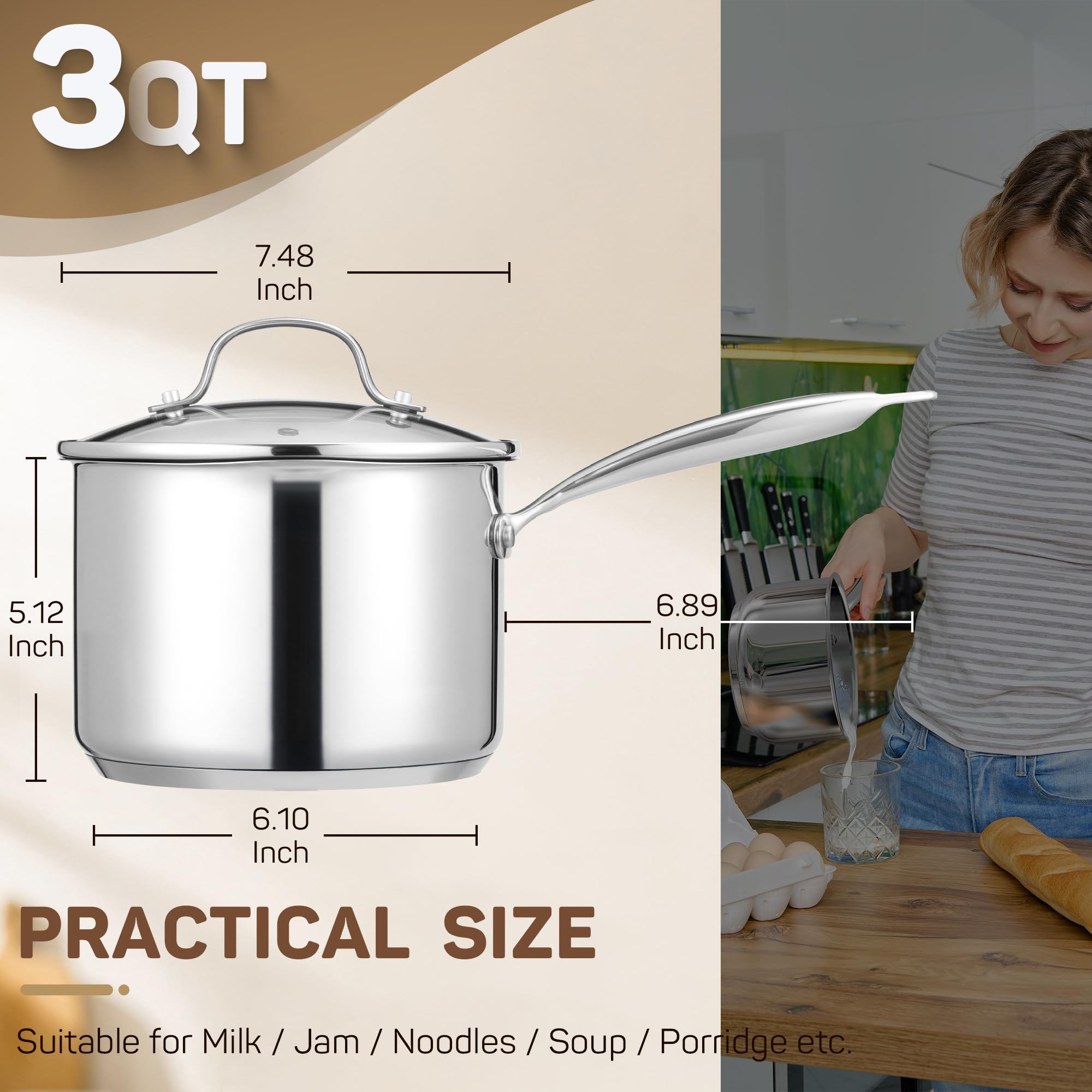 Ciwete olla con escala interior clara para medir ingredientes con precisión