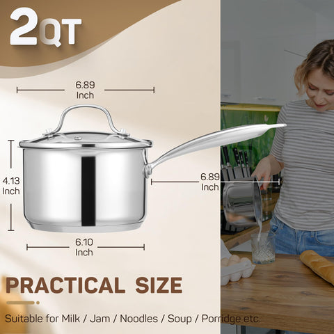 Ciwete sartén 2qt con boquilla para verter sin goteo