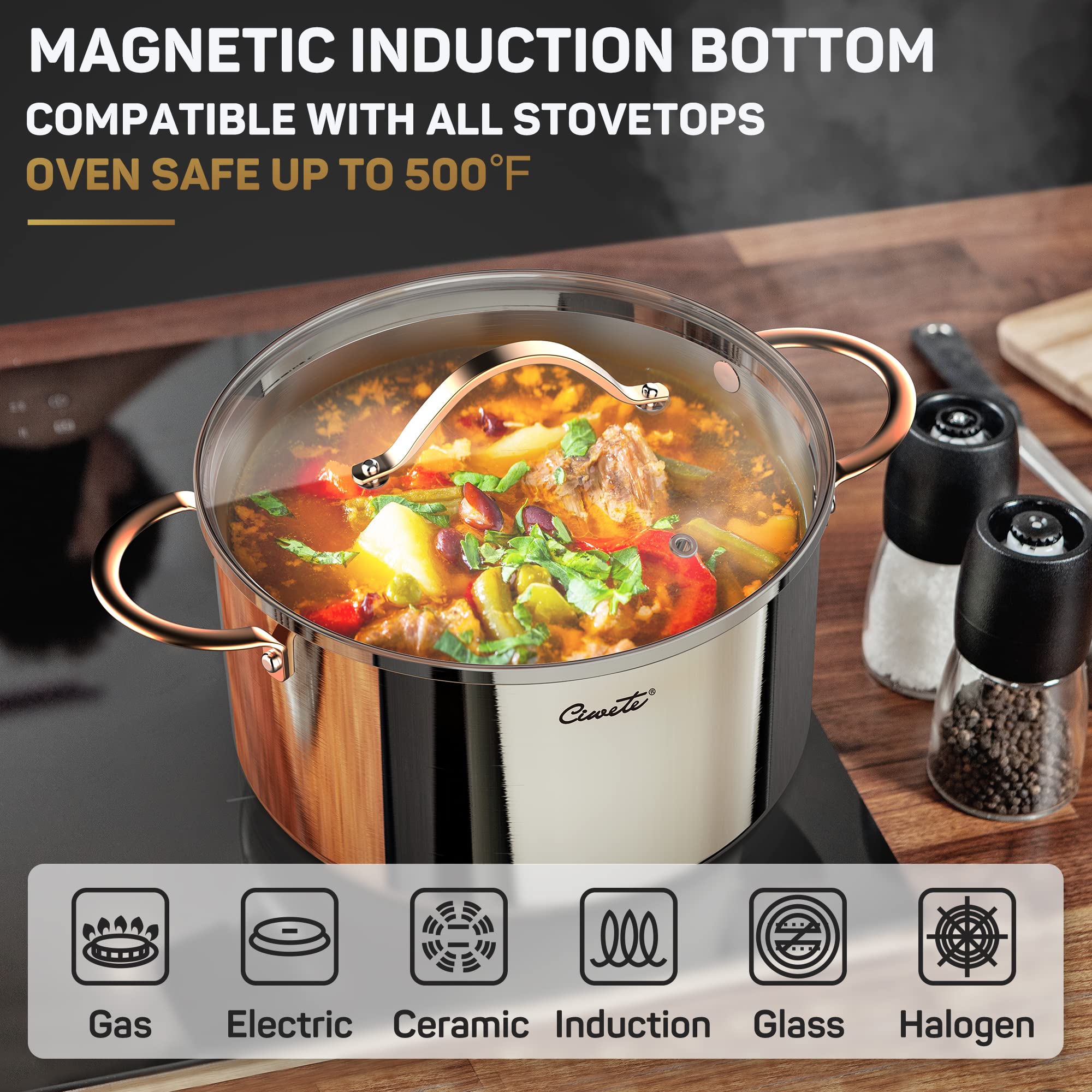 Tapa de vidrio ciwete con ventilación para monitorear cocción.