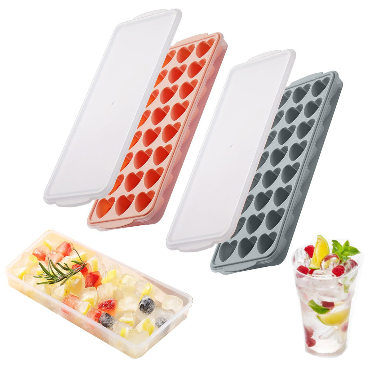 Moldes Ciyliwiyi en forma de corazón con tapa para bebidas frescas.