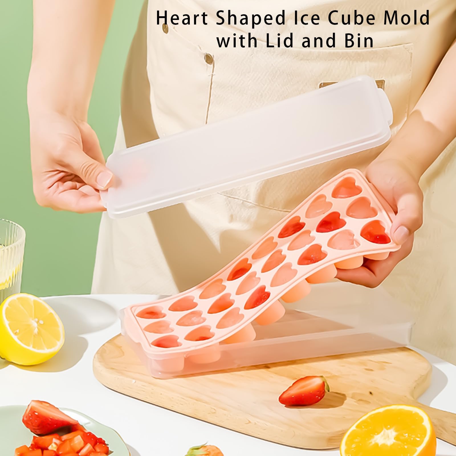Set de dos moldes en forma de corazón para hielo y pequeños postres.