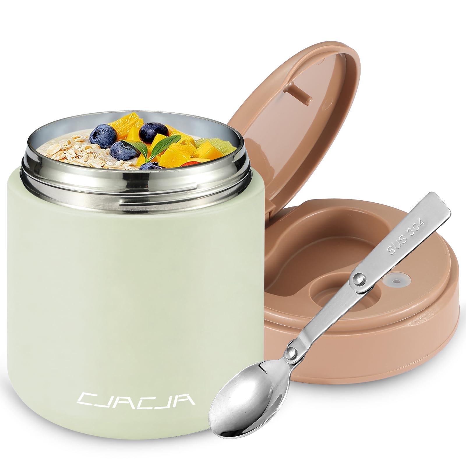 CJACJA envase aislado para niños con boca ancha en acero inoxidable, ideal para comida caliente