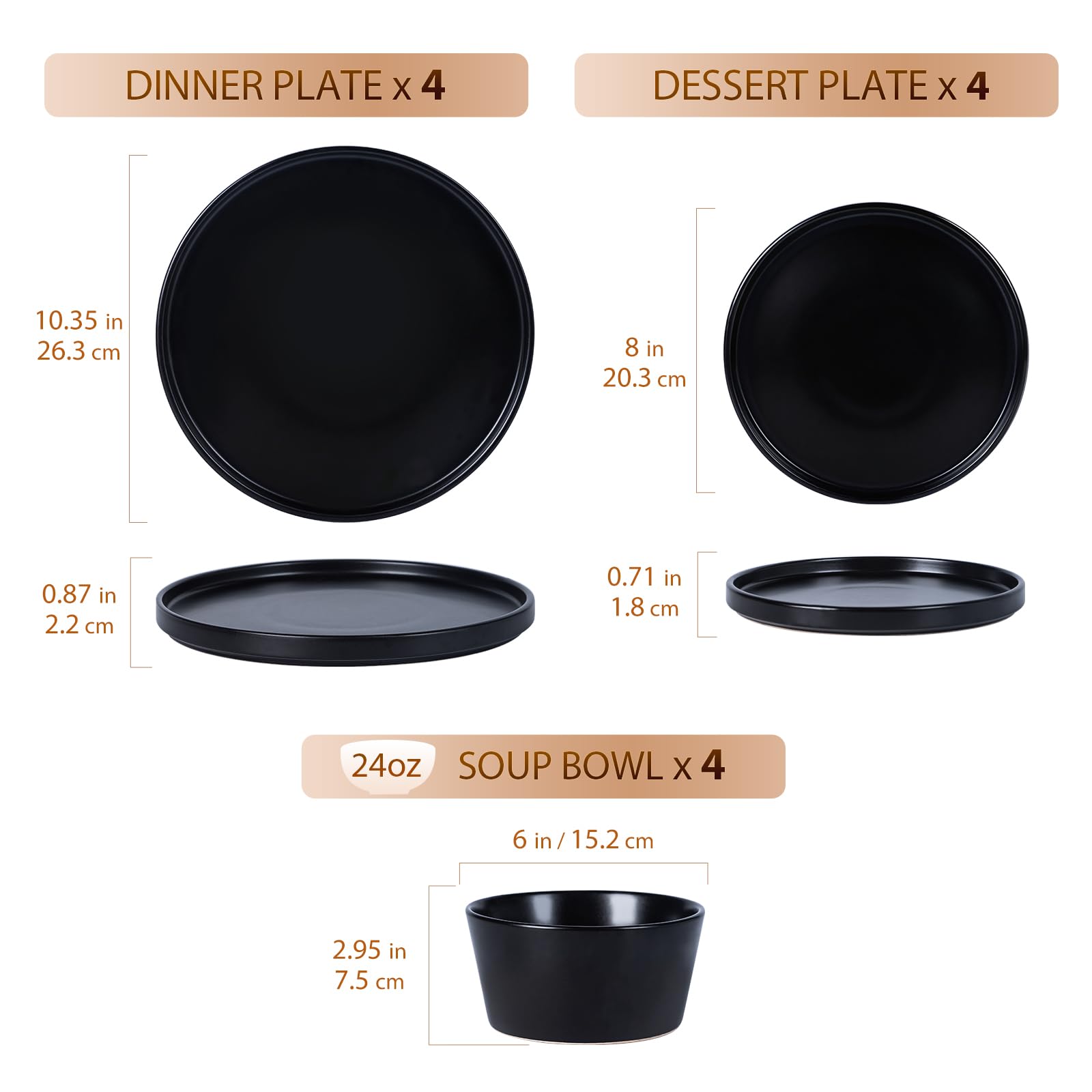 CJDC-QUELO: platos de postre de 8 pulgadas para comidas elegantes y fáciles de limpiar.